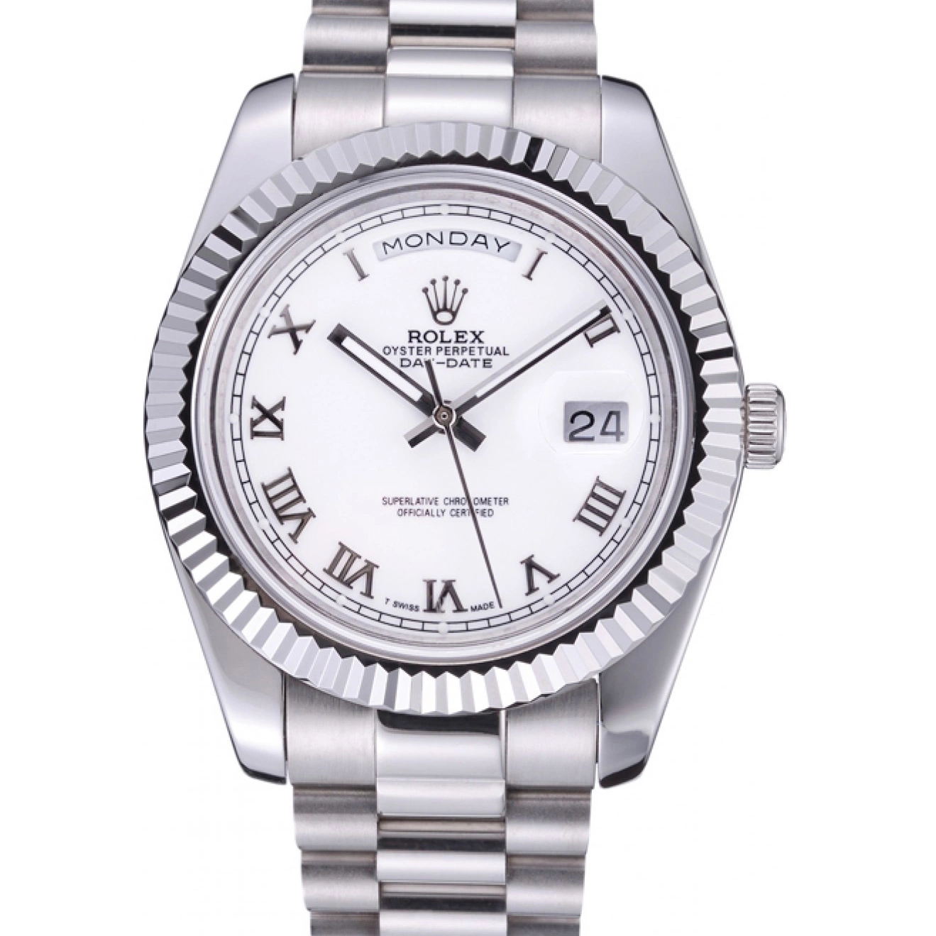 Aaa fake watches Rolex Steel White Bracelet Stainless 622547 Day-Date Dial 0821